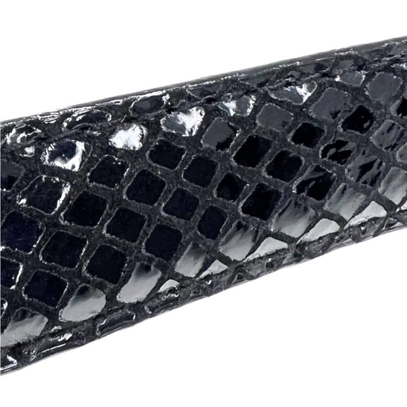 Cache Black Belt Snakeskin Pattern Silver Hardware Rhinestones Accents Sz Small - Picture 3 of 6